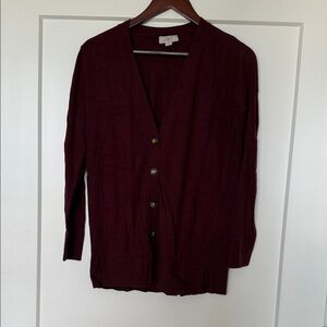 Loft Women's Burgundy Cardigan Sweater